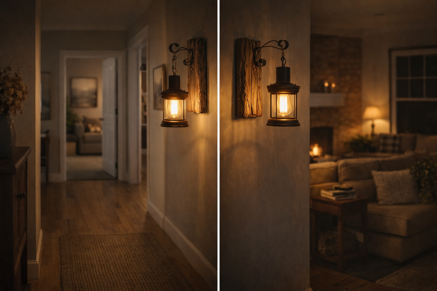 TimberGlow Rustic Wall Lantern