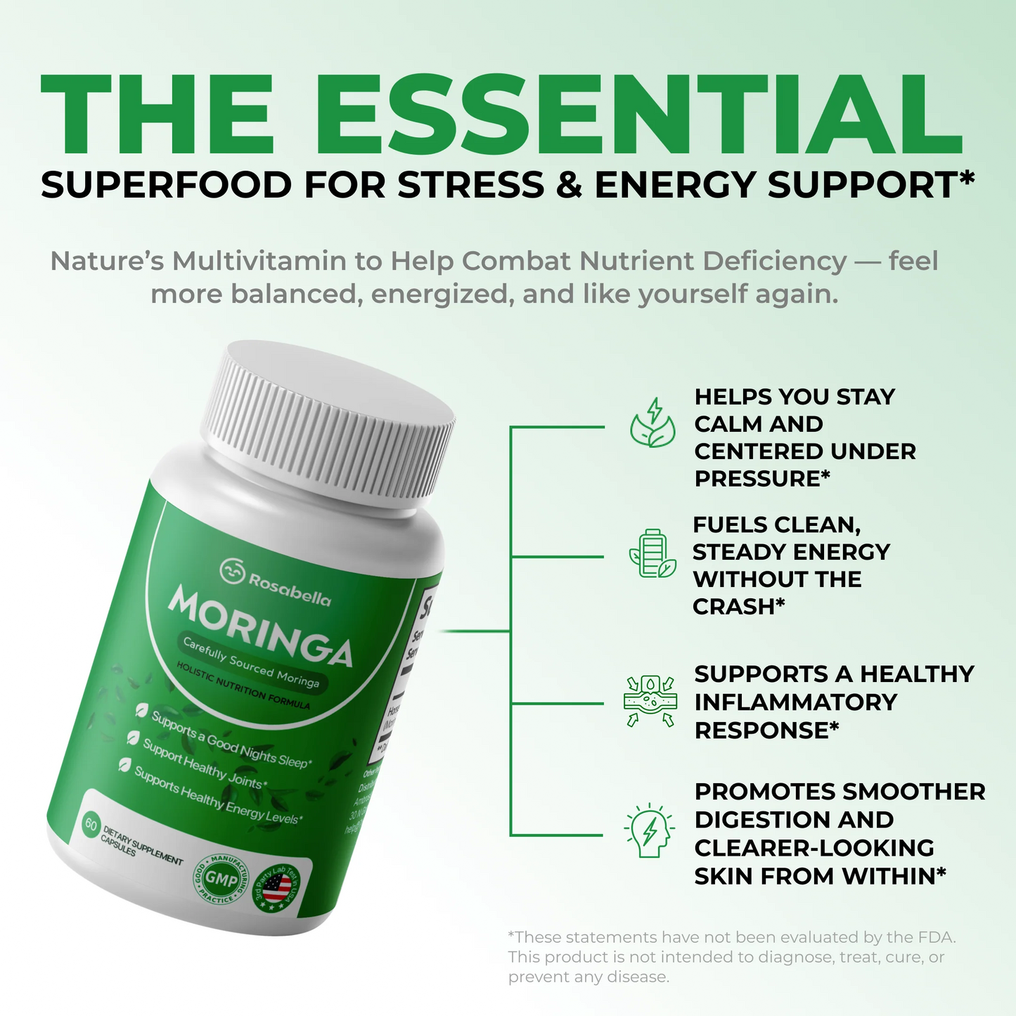Pure RosaBella  Moringa Supplement - 90+ Essential Nutrients in Every Serving