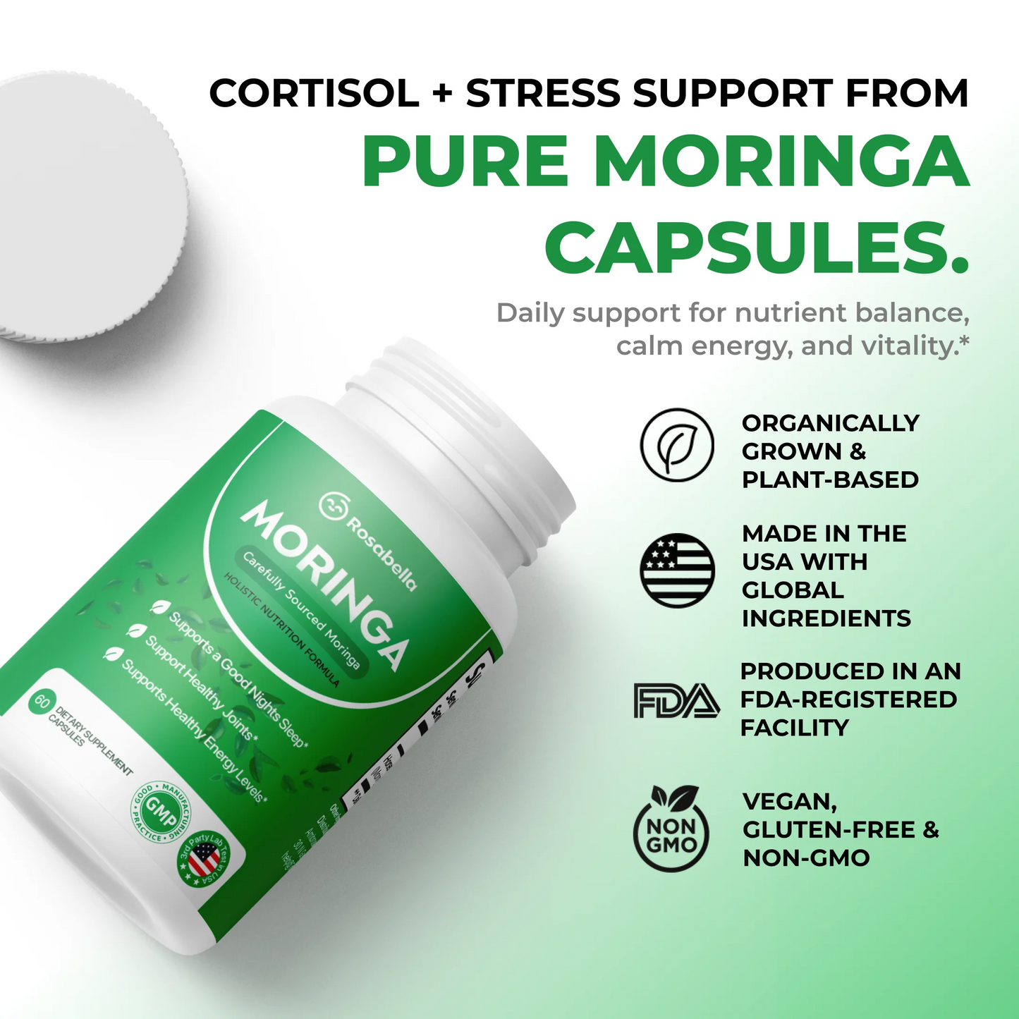 Pure RosaBella  Moringa Supplement - 90+ Essential Nutrients in Every Serving