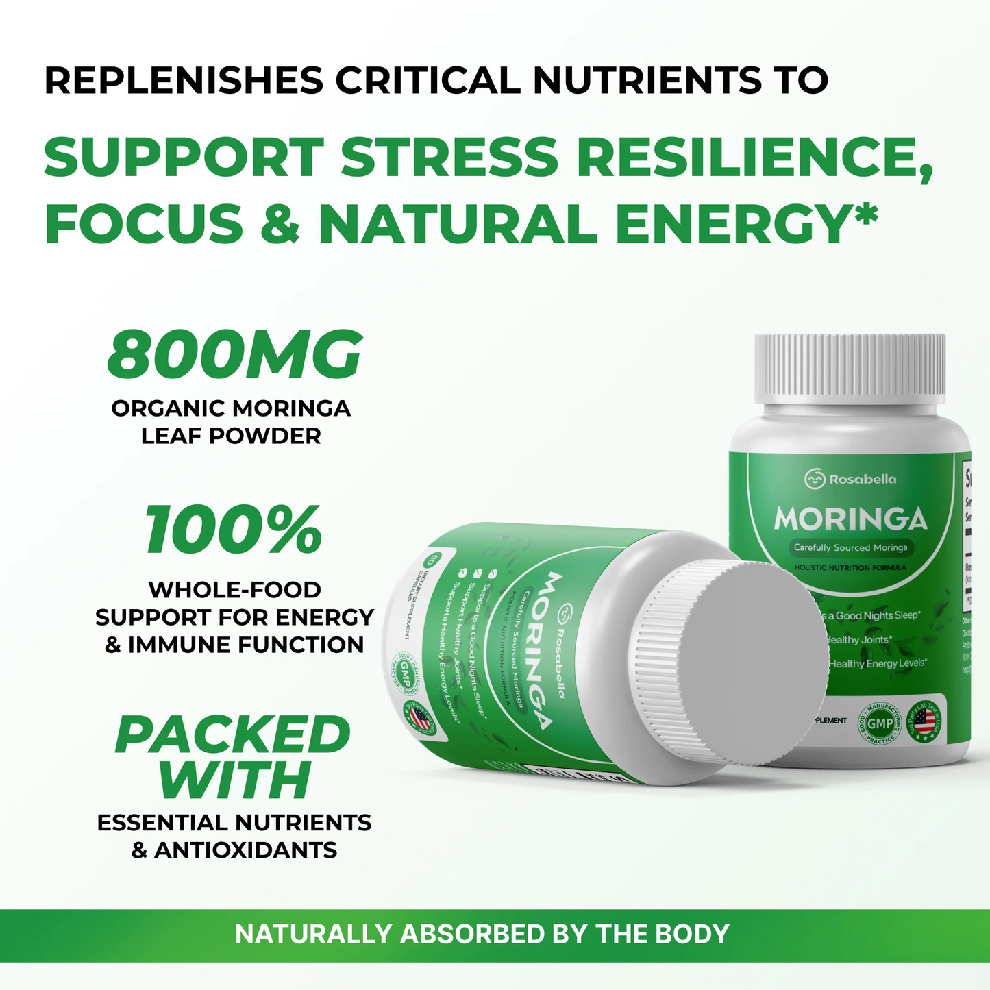 Pure RosaBella  Moringa Supplement - 90+ Essential Nutrients in Every Serving