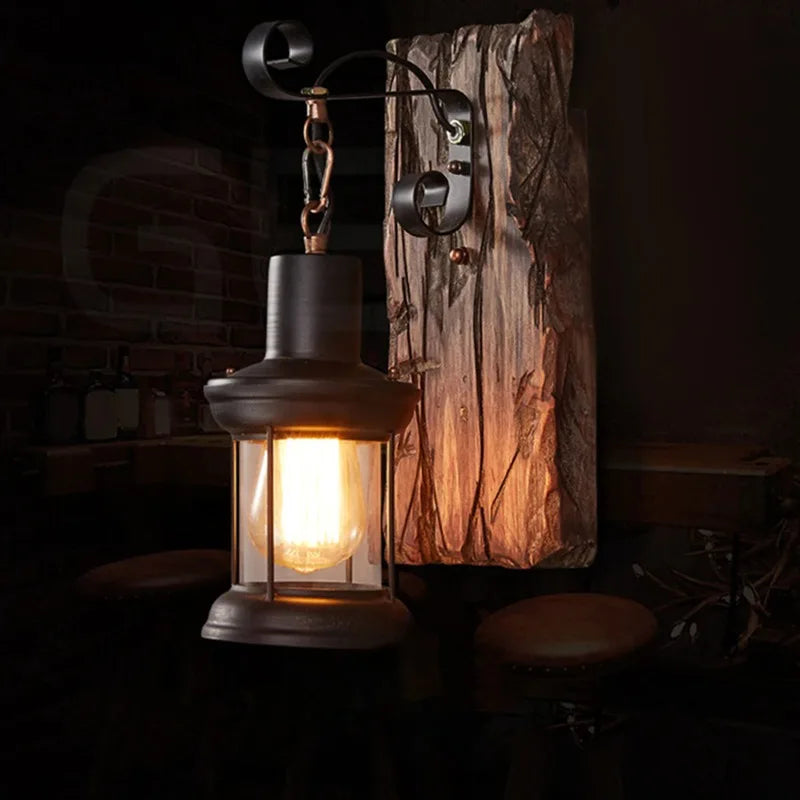 TimberGlow Rustic Wall Lantern