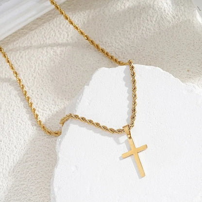 New Stainless Steel Cross Pendant Necklace for Men Women Minimalist Gold Color Jewelry Male Female Necklaces Chokers Gifts 2025