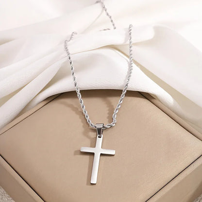 New Stainless Steel Cross Pendant Necklace for Men Women Minimalist Gold Color Jewelry Male Female Necklaces Chokers Gifts 2025