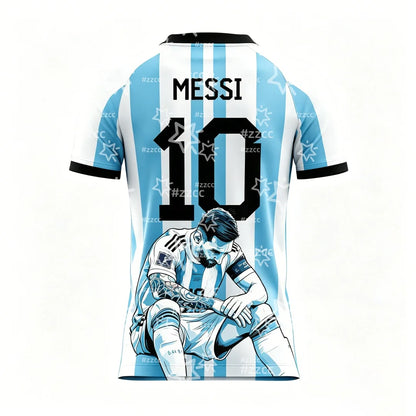 2026 Messi Argentina Team Football Jersey Match & Training Kit Summer Sports Men's T-Shirt Children's Clothing Tee Y2k Woman
