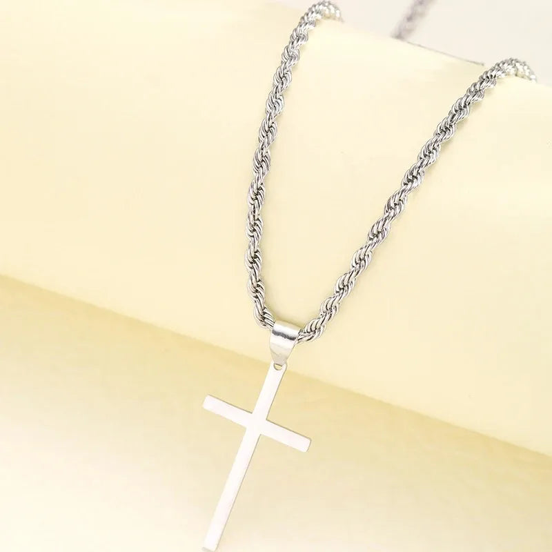 New Stainless Steel Cross Pendant Necklace for Men Women Minimalist Gold Color Jewelry Male Female Necklaces Chokers Gifts 2025