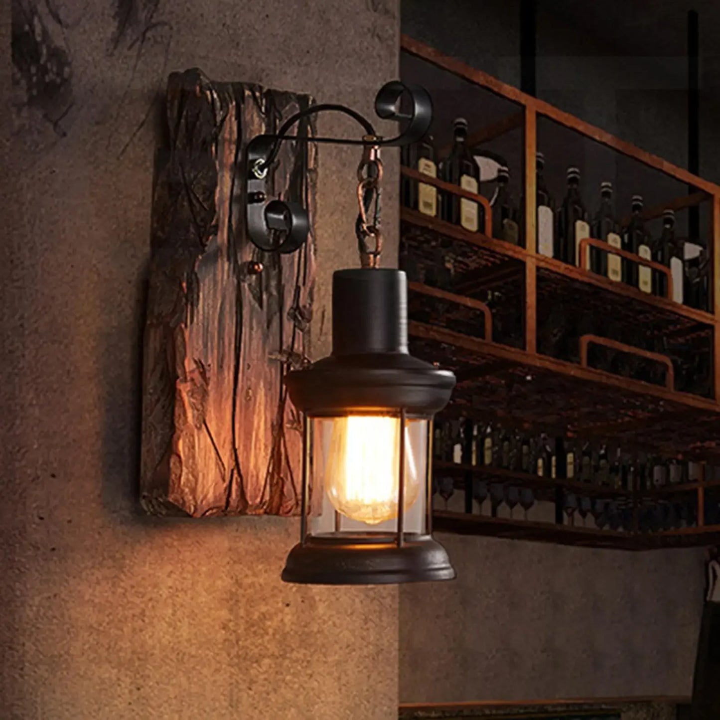 TimberGlow Rustic Wall Lantern