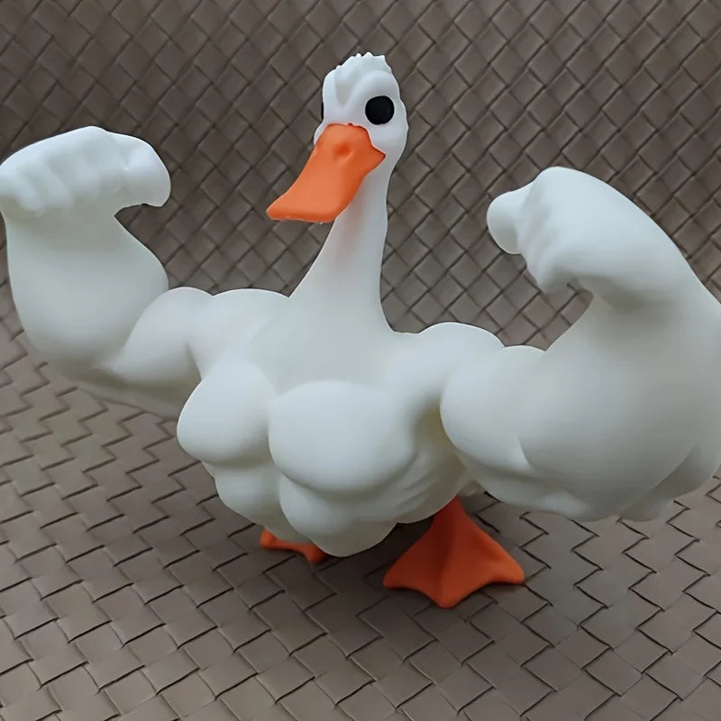 1pc Muscle Duck Statue - 3D Desktop Decor, Cute Bookshelf Whimsical Figurine, Multifunctional Indoor/Outdoor Decoration