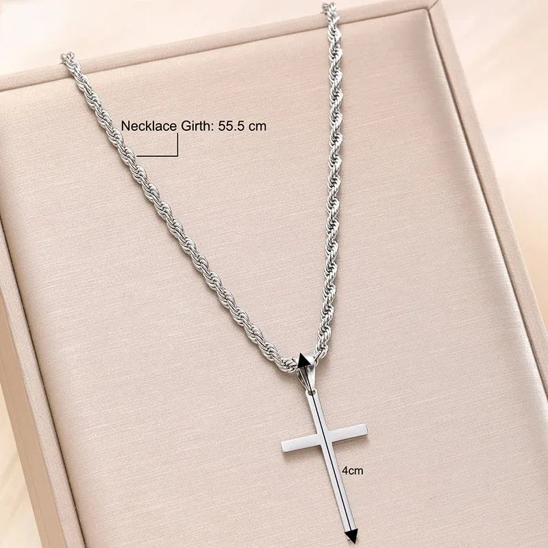New Stainless Steel Cross Pendant Necklace for Men Women Minimalist Gold Color Jewelry Male Female Necklaces Chokers Gifts 2025