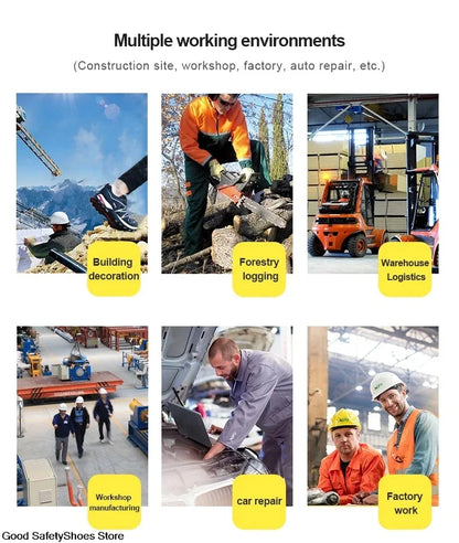 Indestructible Steel Toe Protective Safety Shoes Slip Resistant Abrasion Resistant Work Shoes Men Tough Comfortable Sneaker ﻿