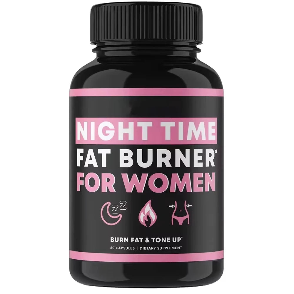 Night Time Fat Burner Supplement for Women, Belly Fat Burner & Tone Up Pills for Bloating & Metabolism, Appetite Suppressant