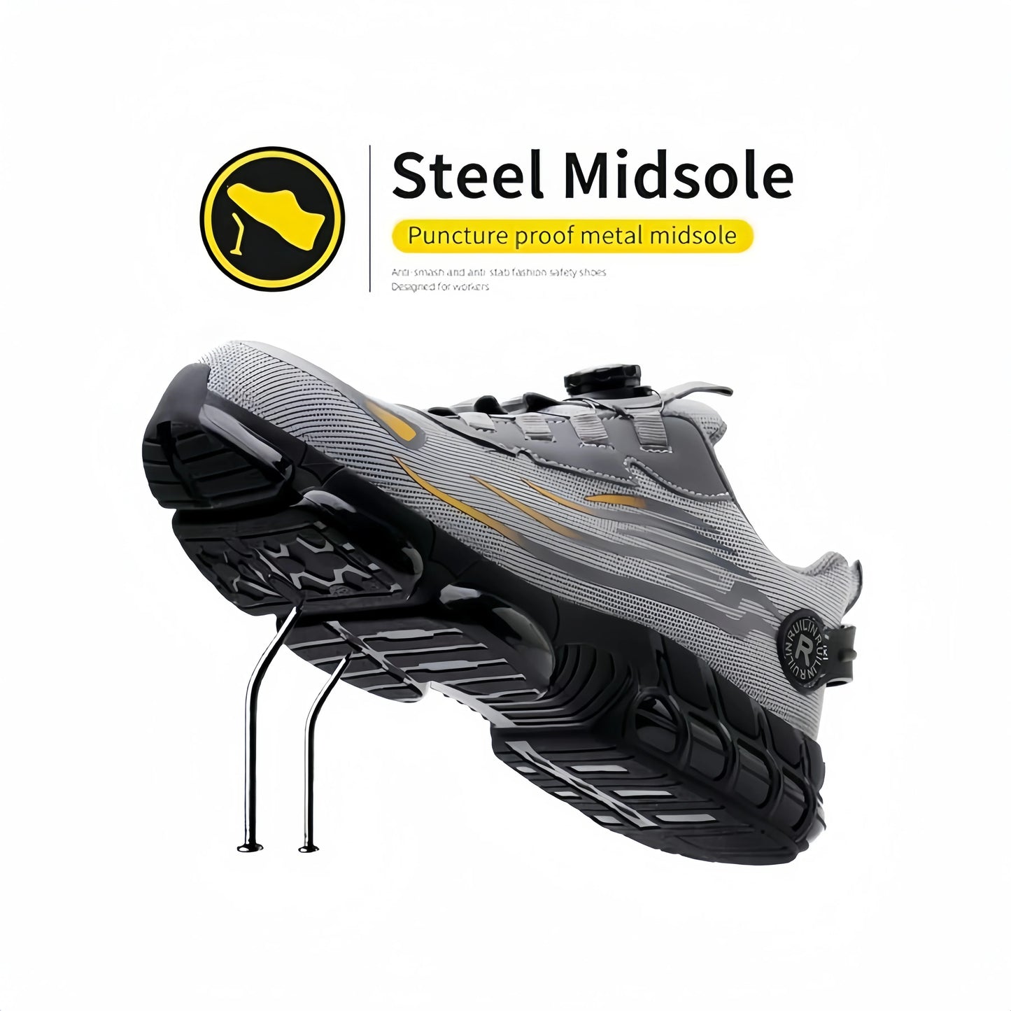 Indestructible Steel Toe Protective Safety Shoes Slip Resistant Abrasion Resistant Work Shoes Men Tough Comfortable Sneaker ﻿