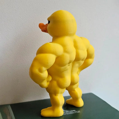 1pc Muscle Duck Statue - 3D Desktop Decor, Cute Bookshelf Whimsical Figurine, Multifunctional Indoor/Outdoor Decoration
