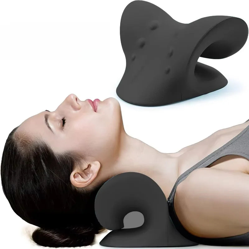 Cervical Spine Massage Pillow U Shaped Neck Support Gravity Shiatsu Therapy for Pain Relief Blue