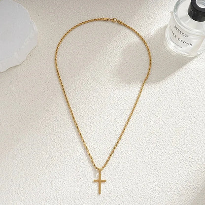 New Stainless Steel Cross Pendant Necklace for Men Women Minimalist Gold Color Jewelry Male Female Necklaces Chokers Gifts 2025