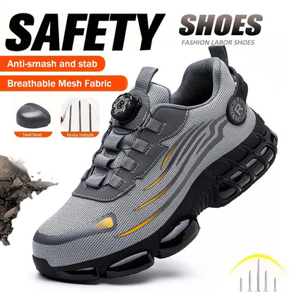 Indestructible Steel Toe Protective Safety Shoes Slip Resistant Abrasion Resistant Work Shoes Men Tough Comfortable Sneaker ﻿