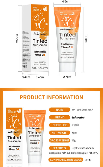 SPF40 Tinted Moisturizing VC Sunscreen Skin Protection Refreshing Makeup Sunscreen Cream UV Anti-aging Resistance Sunscreen