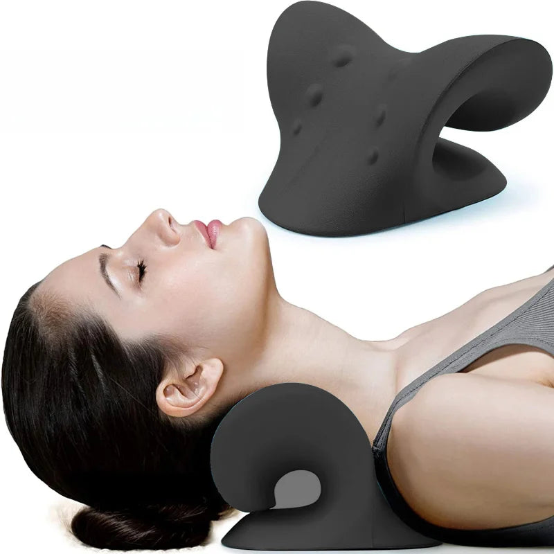 Cervical Spine Massage Pillow U Shaped Neck Support Gravity Shiatsu Therapy for Pain Relief Blue