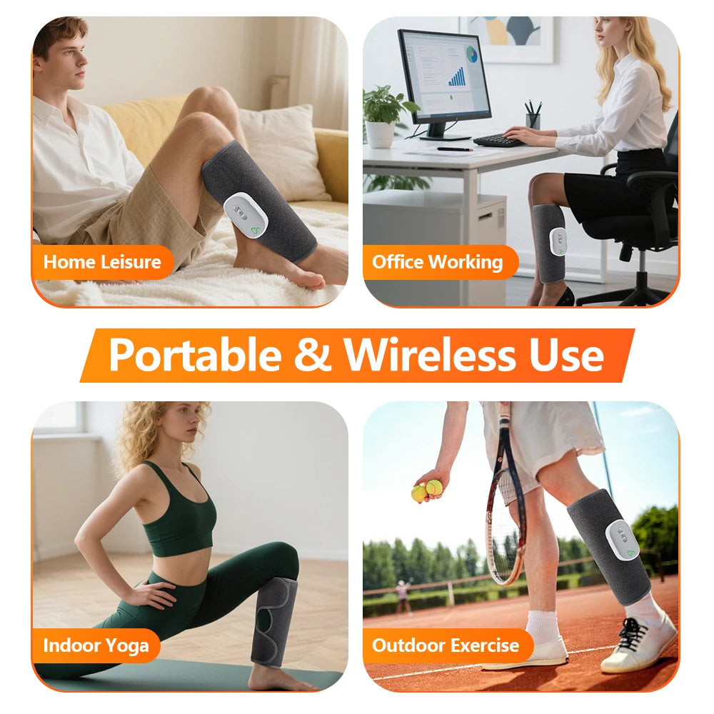 Wireless 360° Air Pressure Calf Massager Eletric 3 Mode Airbag Compresstion Leg Massage Foot Calf Muscle Relax Blood Circulation