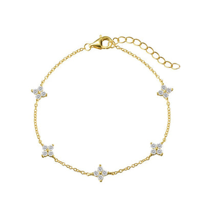 New Stainless Steel Zircon Necklaces for Women 18K Gold Plated Four Leaf Grass Collar Chain Necklace Luxury Jewelry Gift