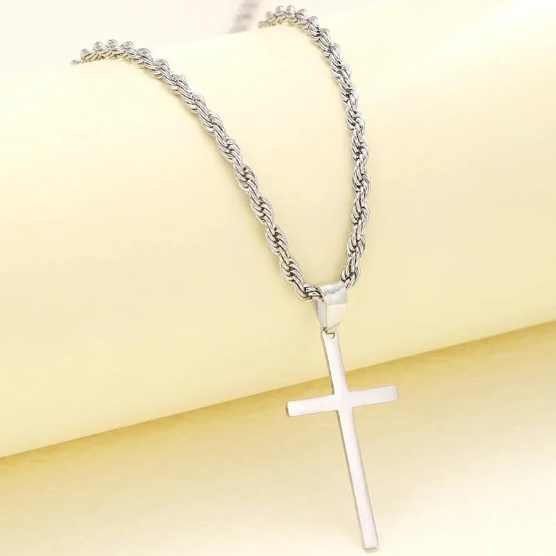 New Stainless Steel Cross Pendant Necklace for Men Women Minimalist Gold Color Jewelry Male Female Necklaces Chokers Gifts 2025
