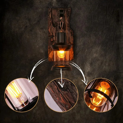 TimberGlow Rustic Wall Lantern