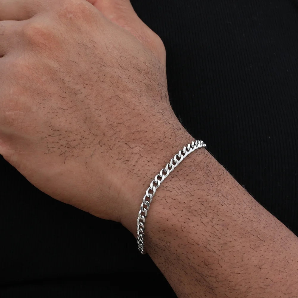 Gold Color Stainless Steel Cuban Chain Men's Bracelet Simple Retro Bracelet For Women Hip Hop Jewelry Trend Accessories Gift