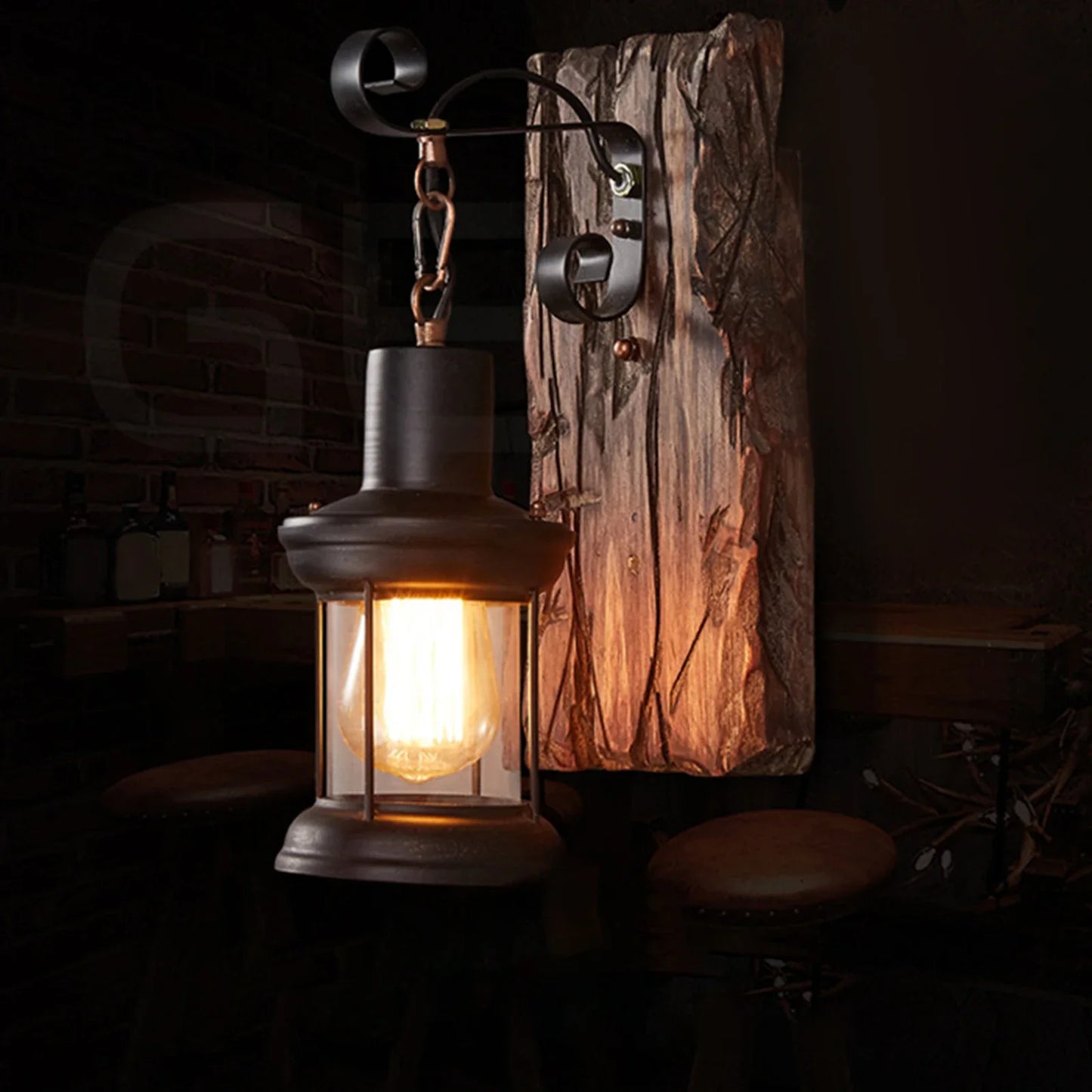 TimberGlow Rustic Wall Lantern