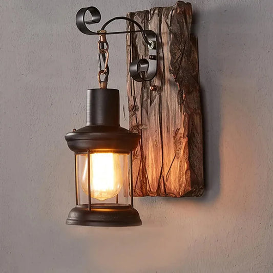 TimberGlow Rustic Wall Lantern