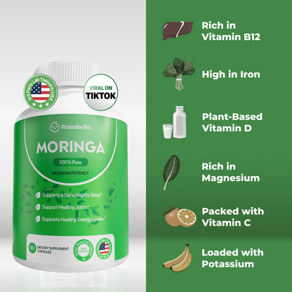Pure RosaBella  Moringa Supplement - 90+ Essential Nutrients in Every Serving